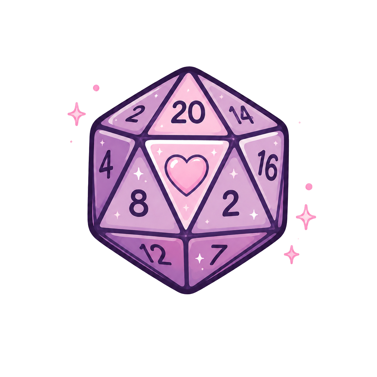 Pastel purple twenty-sided die